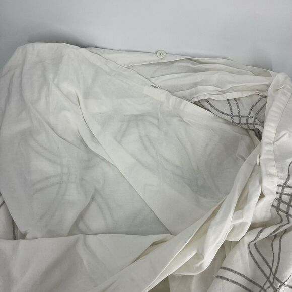Restoration Hardware Baby Child Duvet Cover 2 Shams Gray White Embroidered Full - Picture 5 of 13